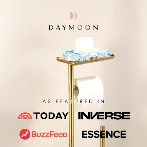 Miniatura 6 de Day Moon™ Soporte de Papel Higiénico Dorado Soporte de Papel Higiénico Independiente con Almacenamiento - Soporte de Papel Higiénico y Porta