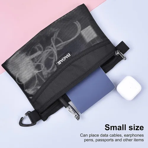 Miniatura 4 de Bagail Bolsa ultraligera con cremallera Bolsas de embalaje de viaje para artículos de tocador, documentos, electrónica-Negro Set