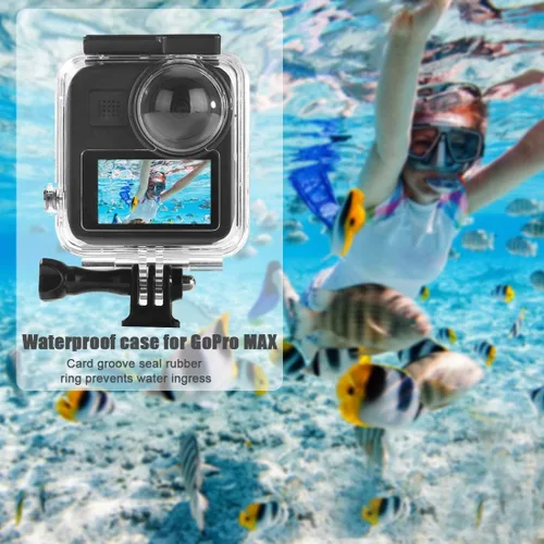 Miniatura 7 de Carcasa impermeable para GoPro Max, 45 M/148 pies, funda protectora de buceo con liberación rápida, accesorios para cámara de acción Go Pro Max