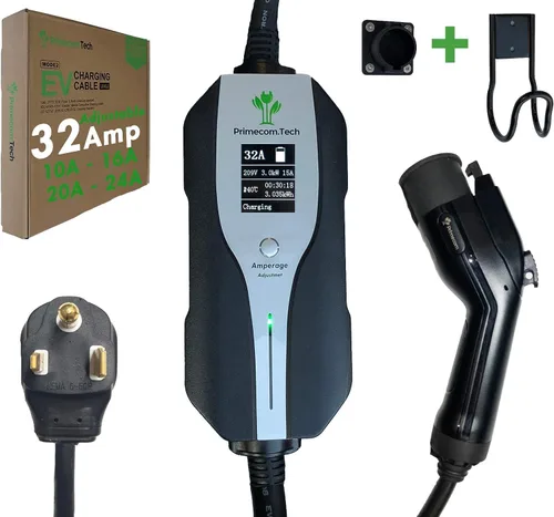 Cargador de vehículo eléctrico Primecom de nivel 2 de 30 pies (220/240 V, 32 amperios/40 amperios) 32 y 40 amperios 6-50P. 10-50P y 14-50P (6-50P,