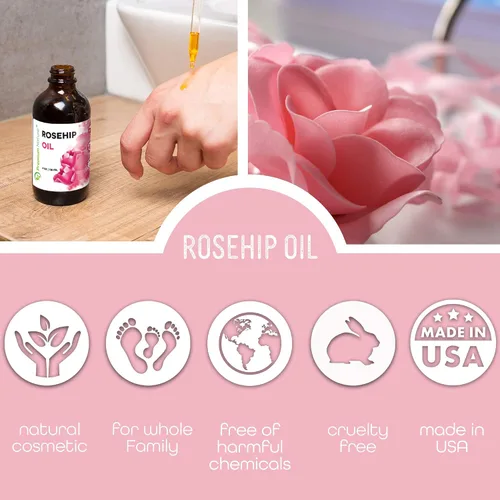 Miniatura 6 de Premium Nature Aceite de rosa mosqueta para la cara para mujeres, semilla de rosa mosqueta puro prensado en frío sin refinar para el cabello