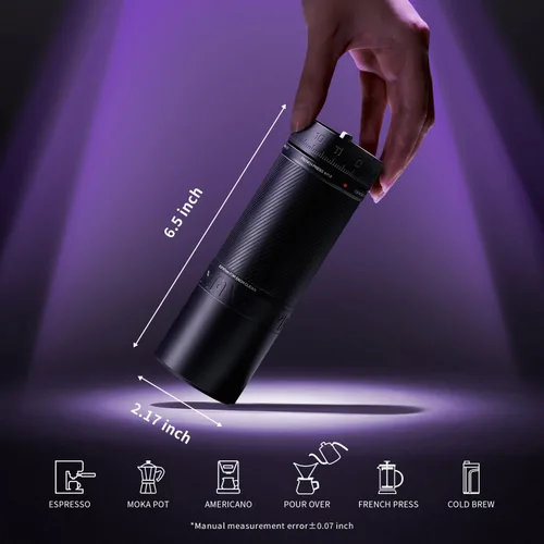 Miniatura 7 de MAVO Molinillo de café manual, Phantox Pro molinillo de café rebaba, núcleo de molienda profesional de acero inoxidable de 45 mm, capacidad 30 g