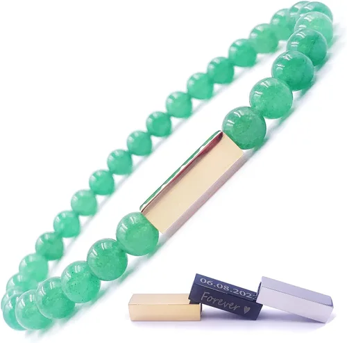 Miniatura 70 de Pulseras de cuentas personalizadas, Pulsera de piedras preciosas de 0.236 in, Pulsera grabada con láser, Pulsera de piedra natural, Pulseras unisex