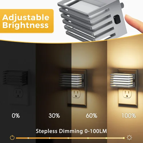 Miniatura 7 de L LOHAS LED Luces nocturnas enchufables a la pared, paquete de 2 luces nocturnas modernas con sensor de atardecer a amanecer, luz nocturna