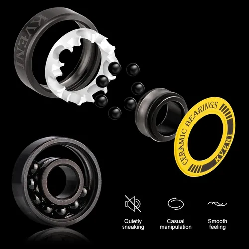Miniatura 3 de Rodamientos para patineta de alta calidad, rodamientos largos 608rs de cerámica negra, revestimiento de titanio, rodamientos ABEC de giro rápido