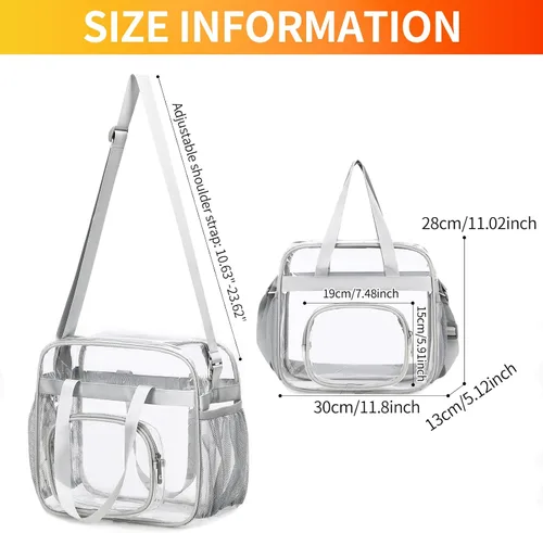 Miniatura 25 de Bolsas transparentes aprobadas para estadios, bolsa transparente + correa para el hombro, bolsa transparente grande
