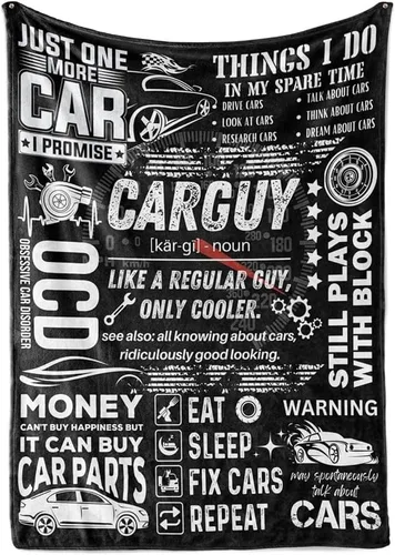 Miniatura 11 de Huglanket Regalos Car Guy Mantas para Hombres, Manta de Franela para Amantes de los Automóviles, Mecánicos, Entusiastas - Cumpleaños, Navidad