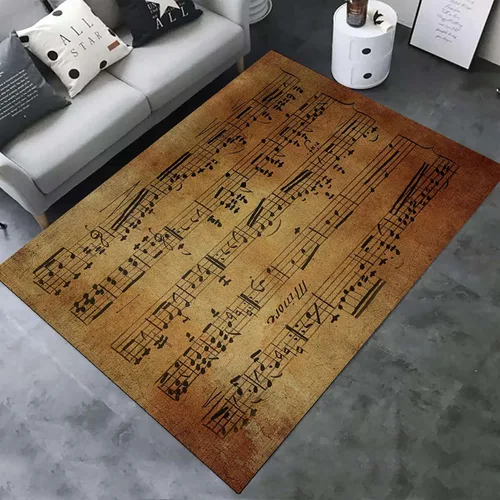 Miniatura 10 de UNREASTO Alfombra de piano en blanco y negro de 4 x 6 pies, nota musical musical, dormitorio, sala de estar, aula, sala de estudio, alfombra Música 7