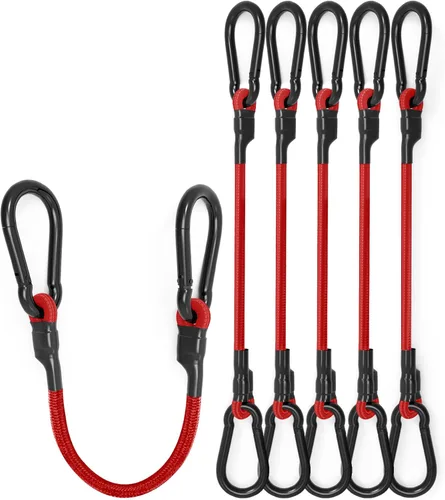 Miniatura 12 de Cuerdas elásticas ajustables de 18 pulgadas con ganchos, ajuste flexible de 6.5 a 18 pulgadas, correas elásticas negras con elasticidad superior