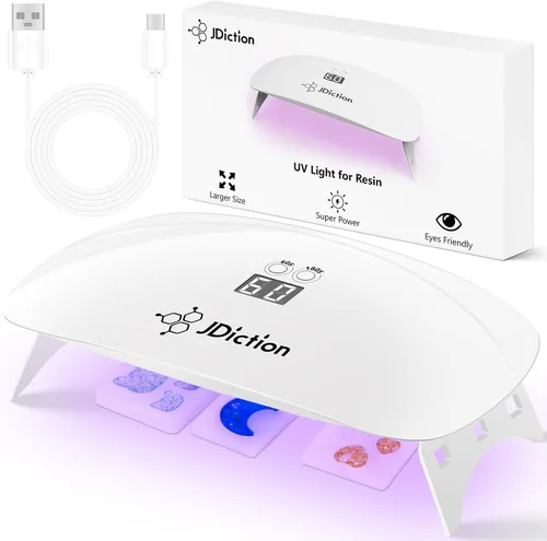 JDiction Luz UV para resina, luz de resina UV súper grande con pantalla LED, lámpara UV portátil ligera de mayor potencia para resina UV,