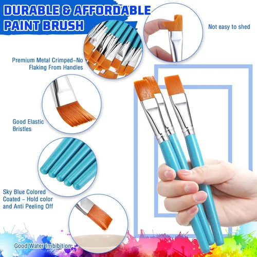 Miniatura 4 de 30 pinceles de pintura a granel, pequeños pinceles de pintura plana a granel, pincel de pintura acrílica, pincel de pintura al óleo para el aula
