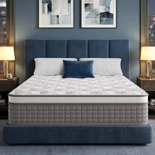 BedsPick Colchón híbrido suave de 12 pulgadas en caja, tamaño King con espuma viscoelástica y resortes ensacados individualmente para apoyo,