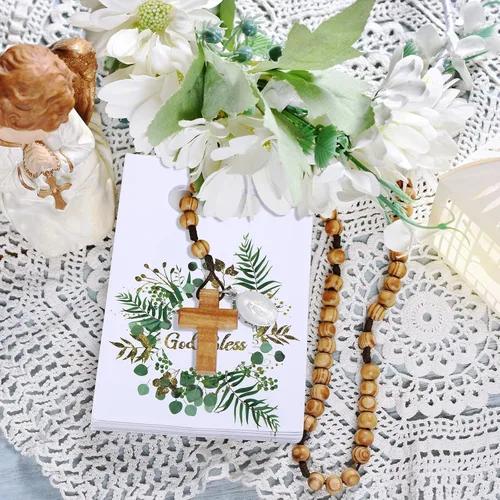 Miniatura 4 de TaoBary Bolsas de regalo de primera comunión, bolsas de regalo de fiesta religiosa, bolsas de regalo de papel cruzado, bolsas de papel para primeras