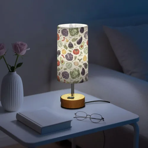Miniatura 6 de Vegetable Retro Dimmable Bedside Touch Lamps with Charging Ports for Living Room Bedroom Nightstand Office Desk, Light Bulb Included