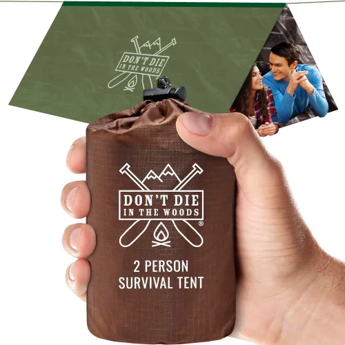 Don't Die In The Woods - Tienda de campaña de supervivencia - Hecha con manta espacial térmica de Mylar extra gruesa - Tienda de campaña de refugio