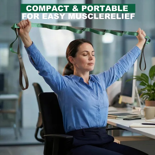 Miniatura 4 de Acozycoo Correa de estiramiento con 10 bucles, correa de yoga para terapia física, entrenamiento en casa, entrenamiento de pilates y flexibilidad