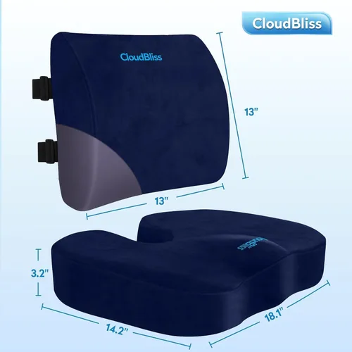 Miniatura 2 de CloudBliss Cojín de asiento, cojín para silla de oficina, cojín de asiento de automóvil, almohada de apoyo lumbar para silla de oficina, almohada