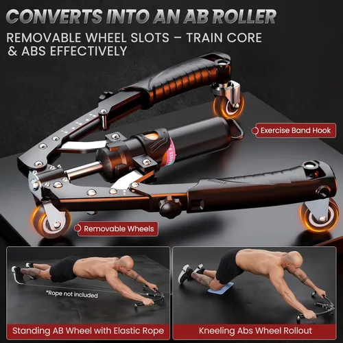 Miniatura 4 de Twister Arm Trainer, 3 in 1 Hydraulic Power Chest Workout Equipment with Ab Roller Wheels and Hooks, Adjustable 22-440lbs Arm Trainer for Men Women