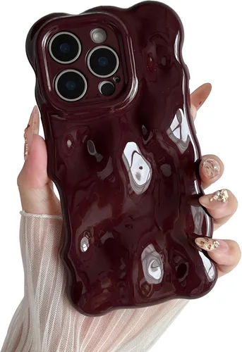Miniatura 22 de XIZYO Funda para iPhone 13 de 6.1 pulgadas, bonito patrón de ondas, estético, 3D, rizado, ondulado, chapado en purpurina, para mujeres y niñas, Azul