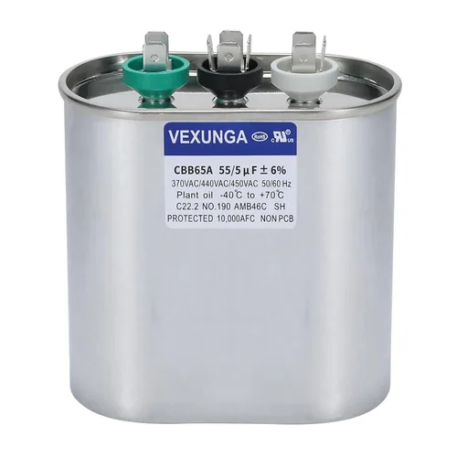 Miniatura 75 de VEXUNGA - 25/5 uF 25+5 MFD 370V o 440V Condensadores redondos de arranque dual 25 5 uF 370 440 Volt VAC CBB65 Condensadores para acondicionador