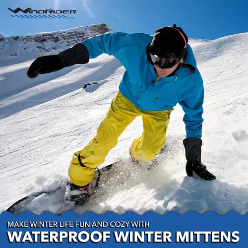 Miniatura 5 de Guantes de invierno resistentes e impermeables Guantes extra largos Tabla de snowboard, esquí, pesca en hielo, mitones Peso medio