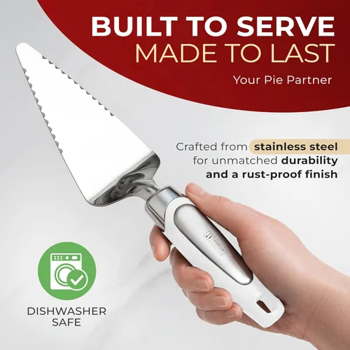 Miniatura 2 de Orblue Servidor para tartas, herramienta esencial de cocina, dentada en ambos lados, ideal para chef diestro o zurdo, cubiertos de acero inoxidable