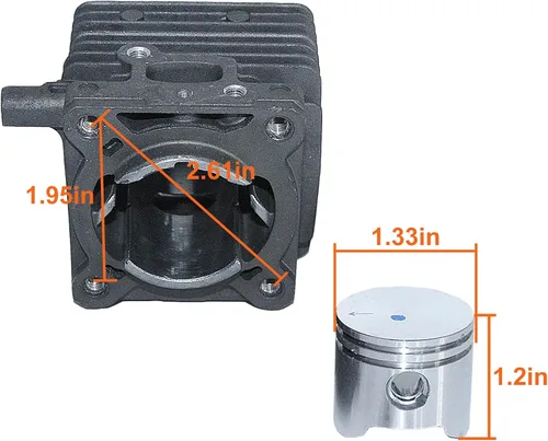 Miniatura 2 de Pistón de cilindro de 1.339 in para Stihl FS75 FS80 FS85 HT70 HS80 HS85 KA85 SP81 SP85 HT75, Cylionder, Kit de pistón, filtro de combustible, Flter
