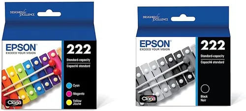 Epson Cartuchos de tinta combinados de colores T222, capacidad estándar y cartucho de tinta negra T222, capacidad estándar