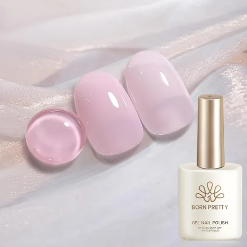 Miniatura 2 de Born Pretty Jelly Baby Pink - Esmalte de uñas de gel rosa claro, suave, transparente, neutro, translúcido, color natural, esmalte de gel UV