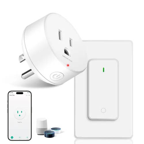 Miniatura 14 de Toma de control remoto, interruptor de luz y enchufe remoto greencycle con interruptor de luz inalámbrico, rango de 500 pies, no necesita cableado