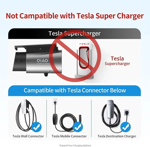 Miniatura 2 de QIAO - Adaptador de carga Tesla a J1772, máximo 80 A 250 V CA, convertidor NACS chapado en plata para carga eficiente de EV de nivel 2, compatible