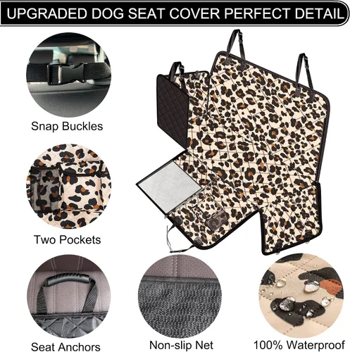 Miniatura 3 de Femuar Funda de asiento de coche para perro, impermeable, antideslizante, para asiento trasero con bolsillos de almacenamiento, ventana visual