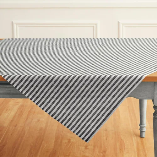 Miniatura 40 de Solino Home Mantel de lino a rayas de 52 x 52 pulgadas, mantel cuadrado 100% lino puro natural y blanco, diseño de rayas Amalfi, lavable a máquina