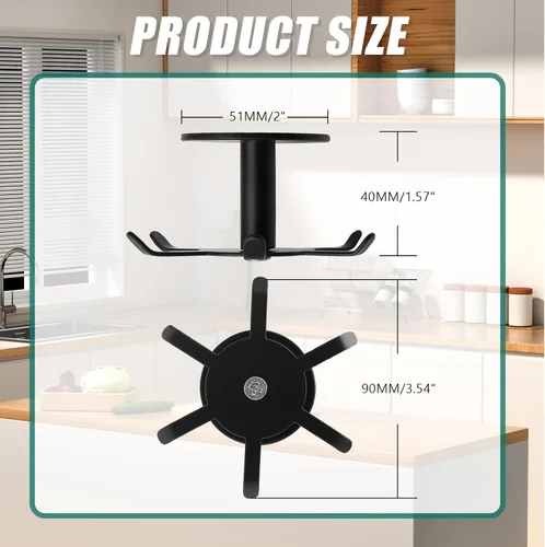 Miniatura 2 de Zorfeter Ganchos para utensilios de cocina para debajo del gabinete, estantes de utensilios de acero inoxidable con rotación de 360°, sin