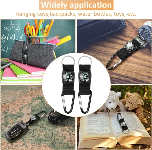 Miniatura 6 de TOODOO - 28 piezas de brújula para niños, clip para cinturón a granel, brújula negra, premio para camuflaje de fiesta de cumpleaños, suministros