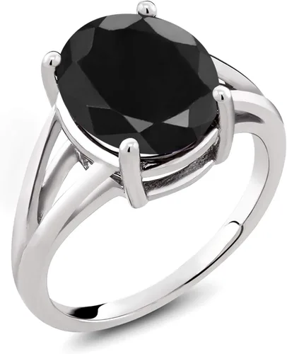 Miniatura 10 de Gem Stone King Anillo solitario con piedra preciosa de 3.00-7.00 quilates Plata de ley 925 Ovalado de 0.47 x 0.49 pulgadas Anillo