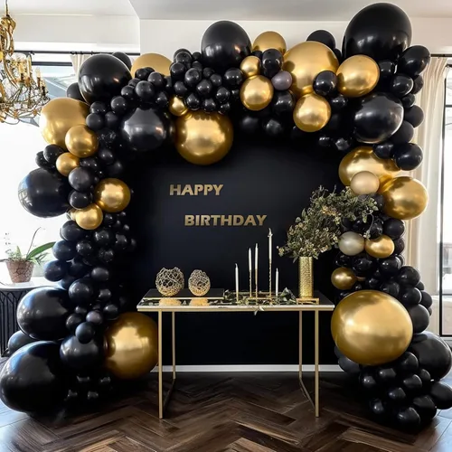 Miniatura 7 de FOTIOMRG - Kit de guirnalda de globos dorados metálicos de 110 piezas, globos de látex cromados de oro de 18/12/10/5 pulgadas de diferentes tamaños