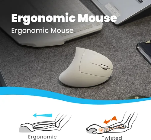 Miniatura 2 de Perixx PERIMICE-713W - Mouse vertical ergonómico inalámbrico - Especificaciones de 2.4G con receptor USB - Interruptor de encendido/apagado - Diseño