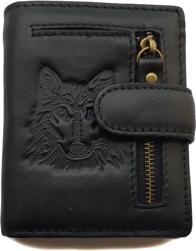 Miniatura 8 de Hombres Cool Eagle Wolf Caballo Totem Cuero Vaca Vertical Cartera Cremallera Multi-tarjeta Titular, Tótem de caballo, Minimalista