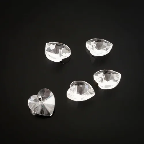 Miniatura 3 de 20 cuentas colgantes de cristal de corazón de amor de San Valentín de 0.394 pulgadas (0.394 in), cuentas sueltas de diamantes de abril transparentes