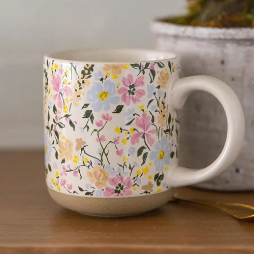 Miniatura 4 de Sweet Water Decor Tazas de café florales de gres - Tazas de café bonitas de 14 onzas para bebidas calientes y frías - Aptas para lavavajillas