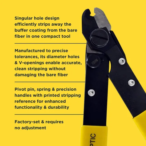 Miniatura 3 de Miller Pelacables de fibra óptica de un solo orificio serie FO 103-S-200 para técnicos de trabajo, electricistas e instaladores, apertura