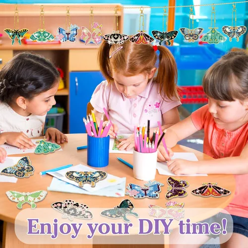 Miniatura 7 de FairySandy Juego de 20 llaveros de pintura de diamante de mariposa 5D, kits de llaveros de arte de diamantes de mariposa 5D, kits de llaveros