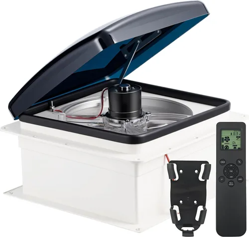 Miniatura 7 de RVLOVENT Ventilador de Techo RV de 12V de 14'' con 10 Velocidades Reversible con Elevación Manual (SIN CONTROL REMOTO)