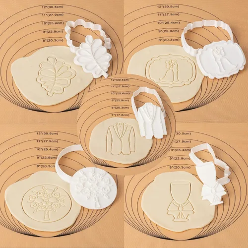 Miniatura 3 de Juego de 11 cortadores de galletas de amor con sello 3D de ácido poliláctico (PLA) para cocina, pastel, vestido de boda, formas de anillo de amor