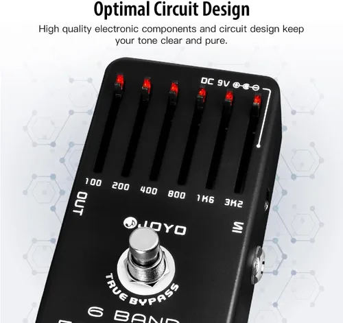 Miniatura 3 de JOYO Pedal ecualizador de guitarra eléctrica de 6 bandas (100Hz 200Hz 400Hz 800Hz 1.6kHz 3.2kHz) Proporciona ±18dB para cada banda (JF-11)