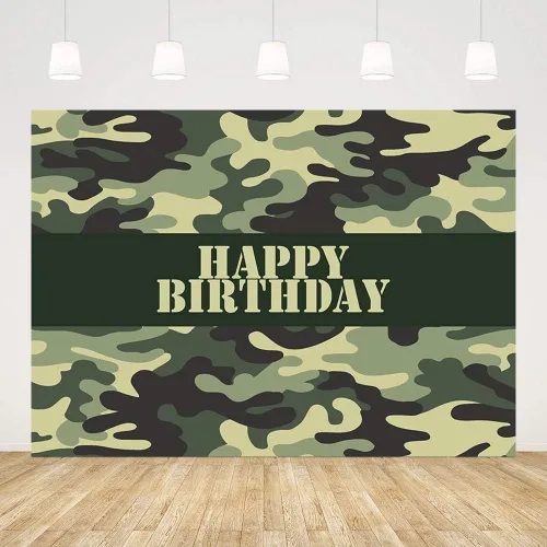 Miniatura 3 de MEHOFOND Decoración de fiesta de cumpleaños de soldado del ejército, telón de fondo de camuflaje verde del ejército, fondo de fotografía de tartas