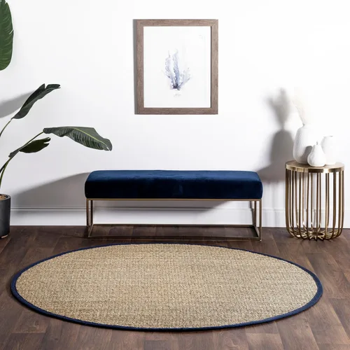 Miniatura 15 de nuLOOM Alfombra de Área Elijah Seagrass de 5 x 8 pies, Beige, Estilo Rústico Sólido, Borde de Algodón, Tejido de Cesta, Fibra Natural, Para Elijah