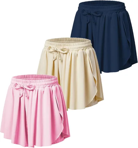 Miniatura 7 de Pantalones cortos fluidos con diseño de mariposa para niñas, pantalones cortos deportivos para niños pequeños y jóvenes con forro 2 en 1