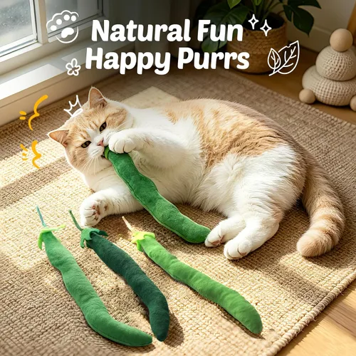Miniatura 7 de CiyvoLyeen Juguete de hierba gatera, juguetes para gatos de frijoles verdes, suministros interactivos, pateador, verduras, vegano, salud dental